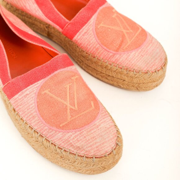 Louis Vuitton Pink Shore Postcard Embroidered-Logo Espadrilles - Picture 7 of 10